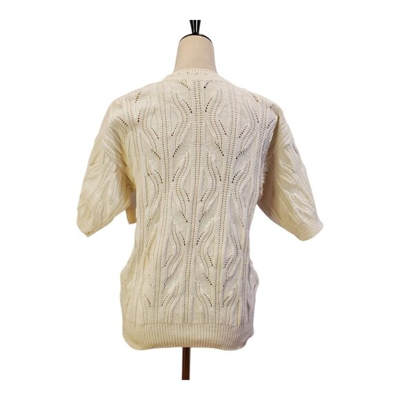NWT VINTAGE Distinction SZ S/M 100% Cotton Cable Knit Crew Neck Sweater - Picture 6 of 11